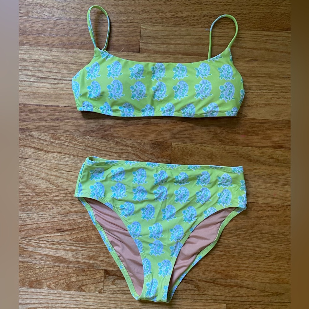 J. Crew Yellow and Blue Floral Bikini